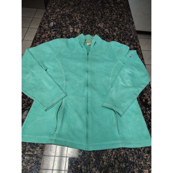 L.L. Bean Jackets & Blazers - LL Bean Womens Fleece Full Zip Jacket Seafoam Green Mock Neck M-Reg vintage